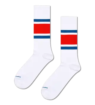 HAPPY SOCKS - SIMPLE STRIPE SNEAKER SOCK - WIT