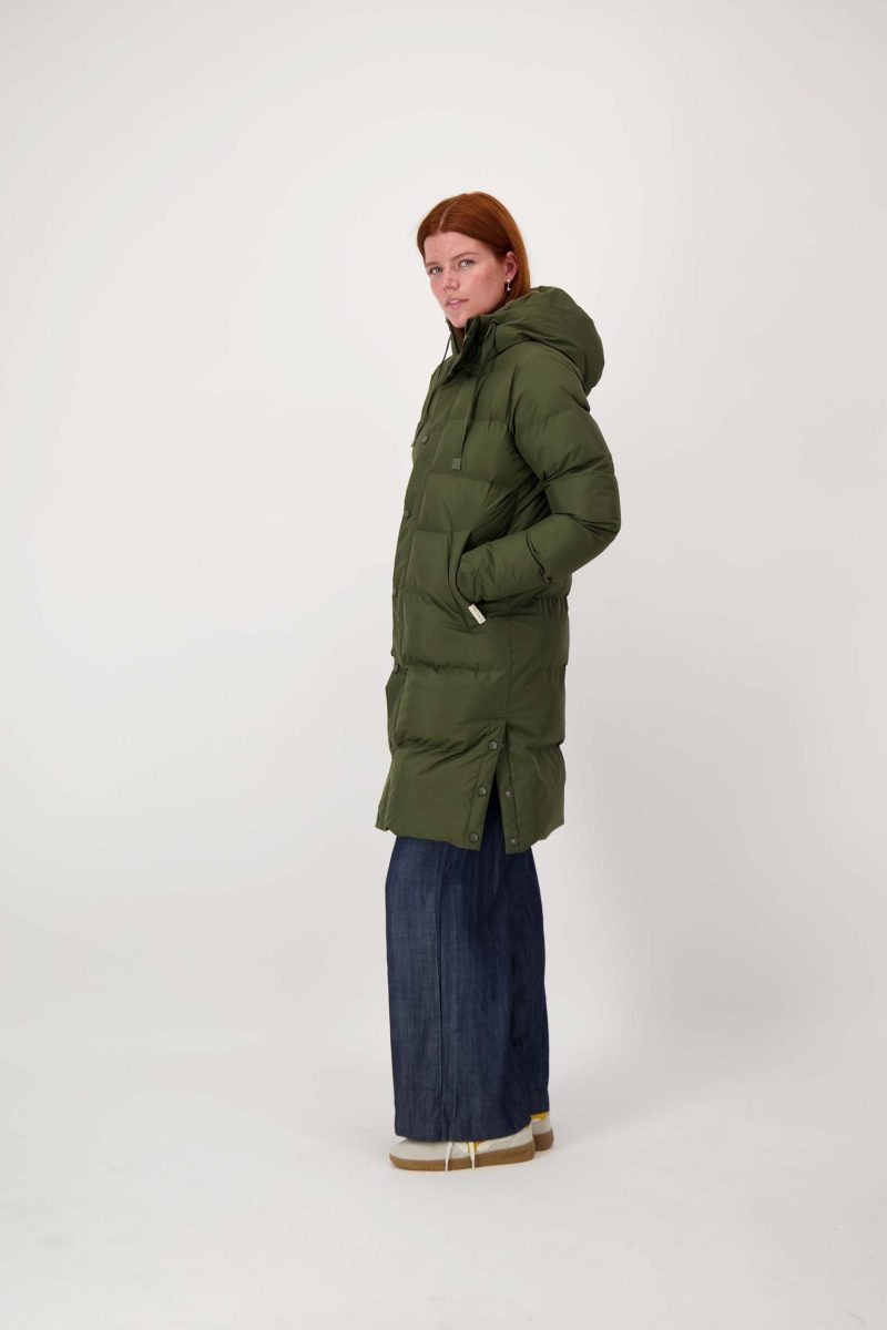 ZUSSS Lange Bubblecoat Teddy Donkergroen - Afbeelding 2