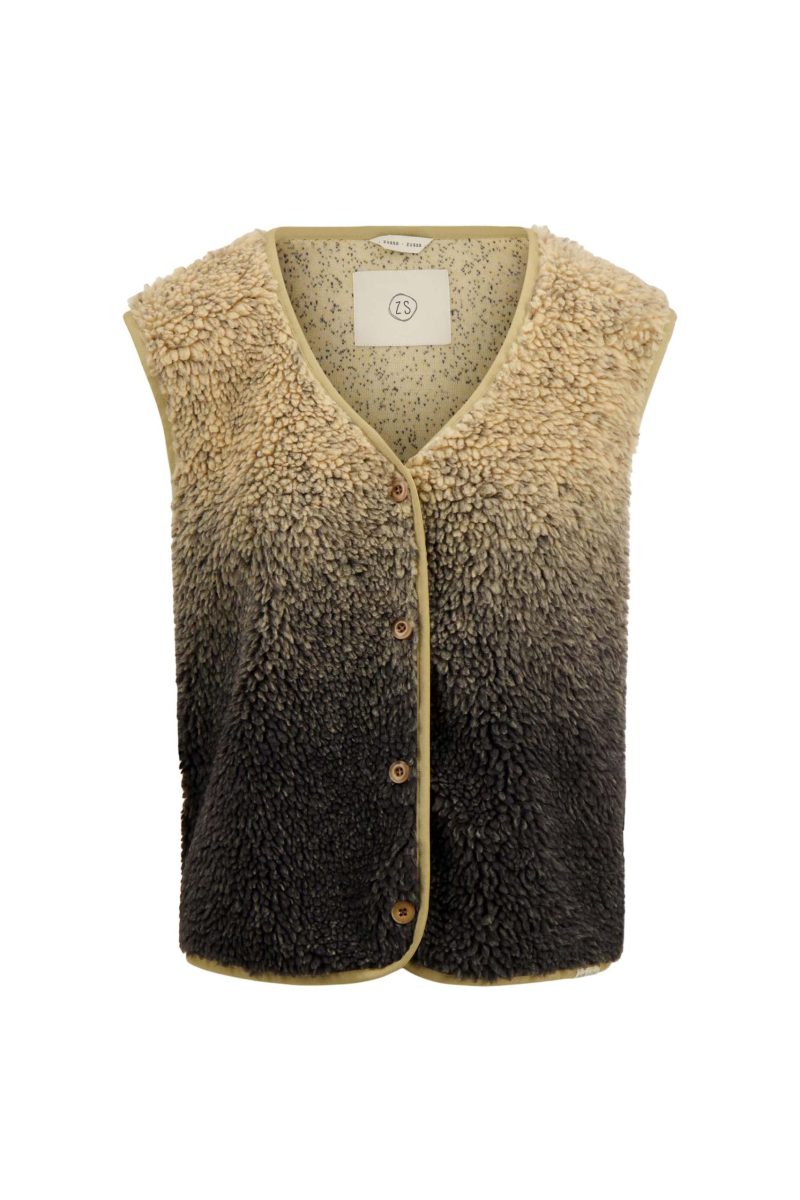 ZUSSS Teddy Bodywarmer Degradé Beige - Afbeelding 4