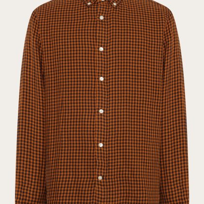 KNOWLEDGE COTTON APPRAEL DOUBLE LAYER GEBLOKT SHIRT DONKER BRUIN