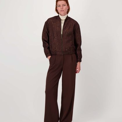 ZUSS BROEK MET BANDPLOOI DETAIL CHOCOLADEBRUIN