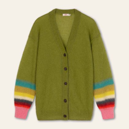 Oilily Vesper Knitted Cardigan V-Neck Green Moss