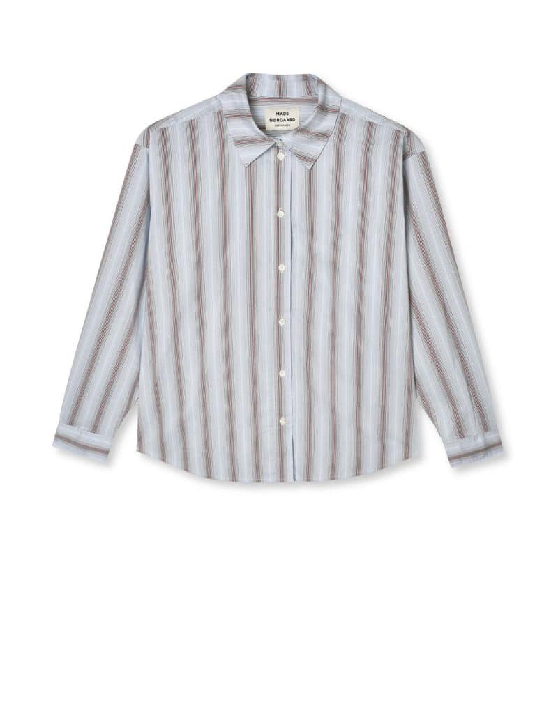 MADS NORGAARD POPLINDA CRELLY SHIRT SHADOW PINSTRIPE WINERY - Brandstof