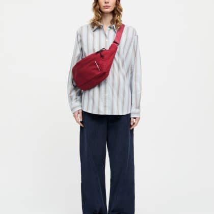 MADS NORGAARD POPLINDA CRELLY SHIRT SHADOW PINSTRIPE WINERY