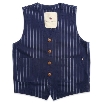 Blue de Genes Lumen Toll Gilet Navy stripe