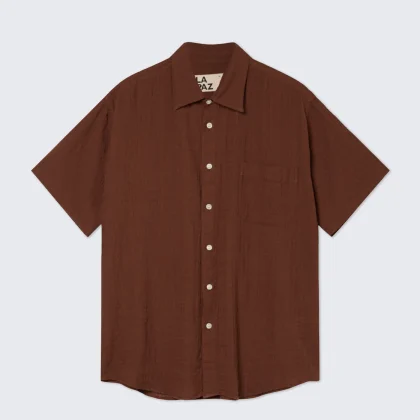 LA PAZ - ROQUE GRANDPA BAGGY SHIRT - Aztec Brown