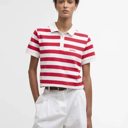 BARBOUR POLO POPPY STRIPE Red