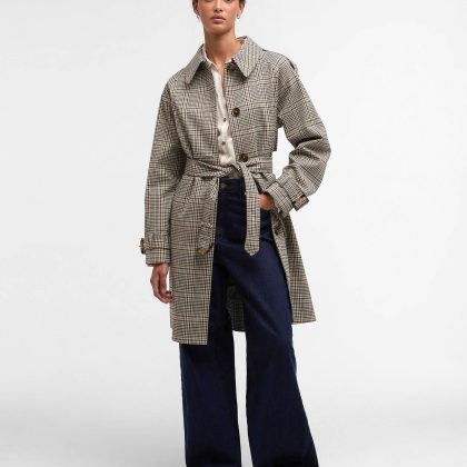 Maia check showerproof trench 5063669141465 OL51 Olive