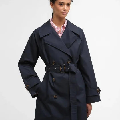 BARBOUR Adare Showerproof Trench Coat Mits/Dress Navy