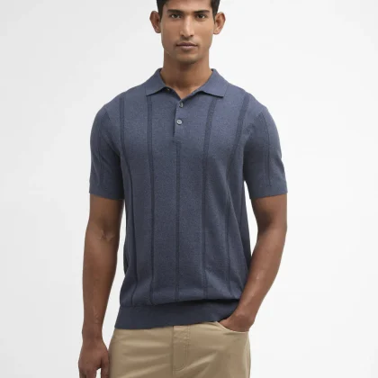 BARBOUR Wellburn Knitted Polo Shirt Navy
