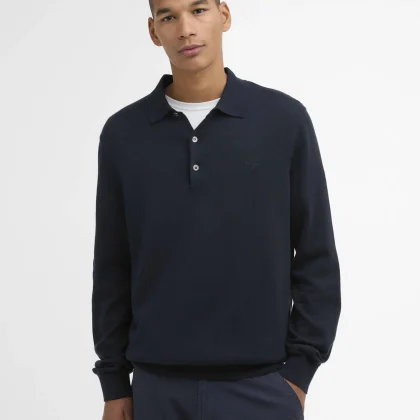 BARBOUR Pima Cotton Knitted Polo Shirt NAVY