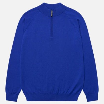 RW JORRYT MERINO HALF ZIP 1886-0613 Waddenblauw