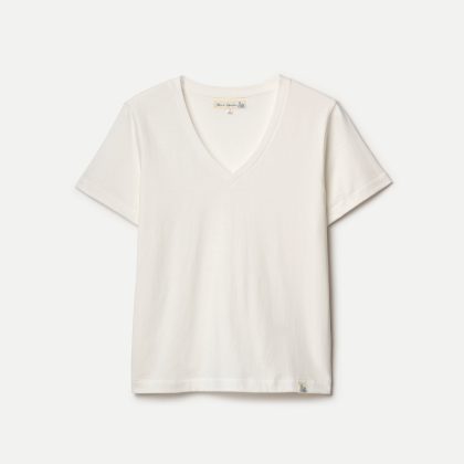 Merz b. Schwanen Soft Pima Cotton Women's V-Neck T-Shirt PIMATEE02V.01 White