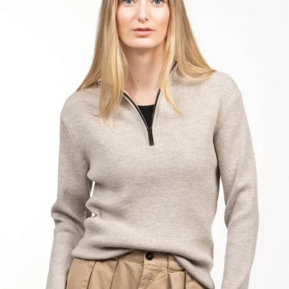 Roosenstein en Wolke - ROBIN - MERINO HALF ZIP - Sand