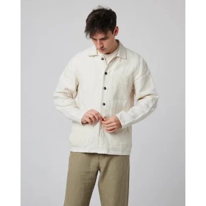 Peregrine - Winsor Linen Jacket - Beige Stripe