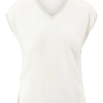 Zusss - V-Hals Top Lurex Boord - Off White