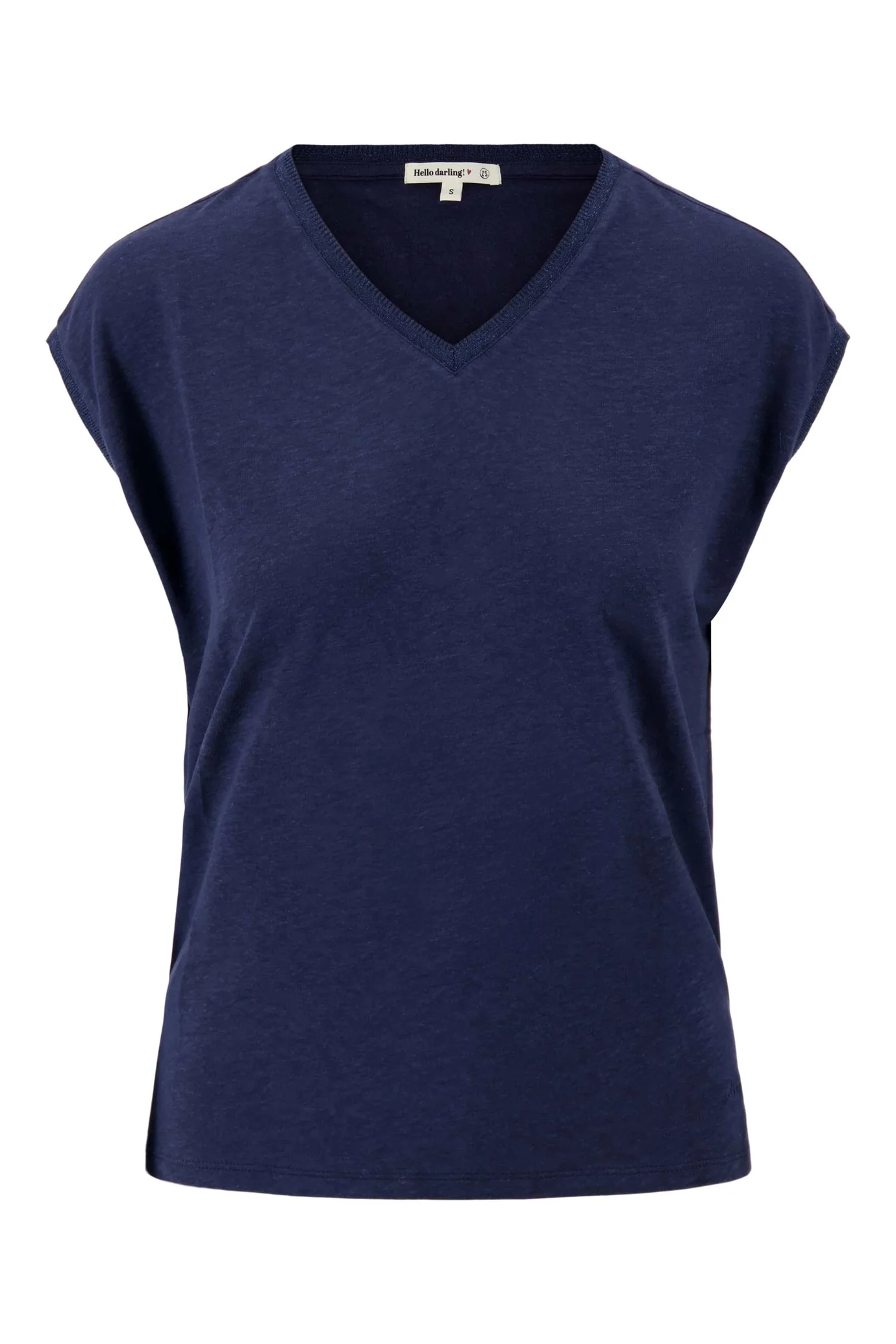 Zusss - V-Hals Top Lurex Boord - Summer Navy - Afbeelding 3