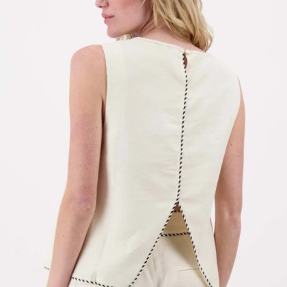 Zusss - Linnen top mouwloos met details tapes - Soft Kit