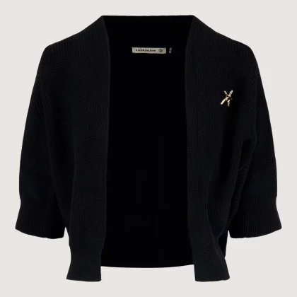 ZUSSS - vest met vleermuis mouwen met broche - BLACK