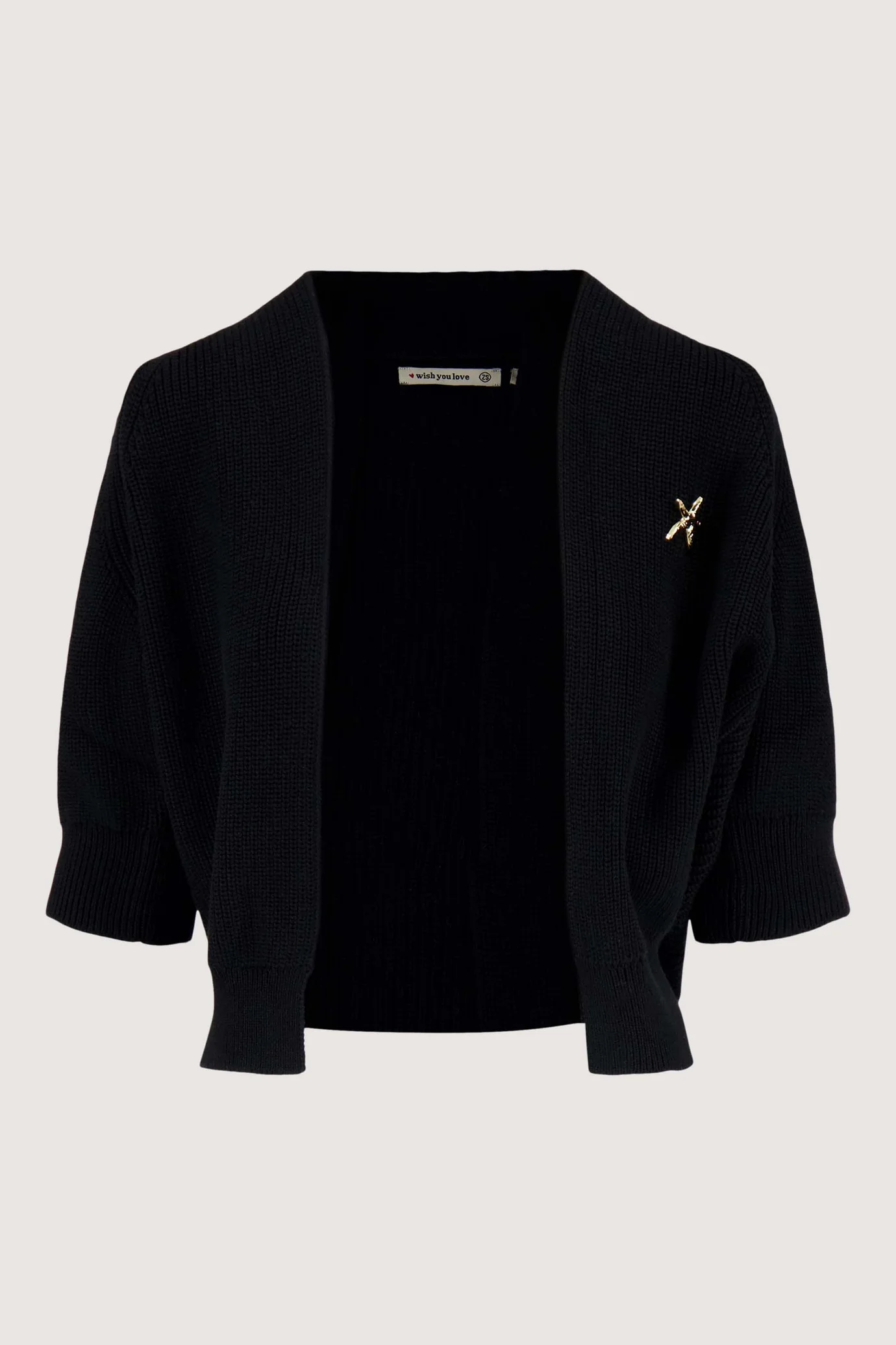ZUSSS - vest met vleermuis mouwen met broche - BLACK