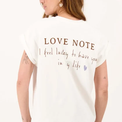 Zusss - T-shirt met opgerolde mouw en print - Off White