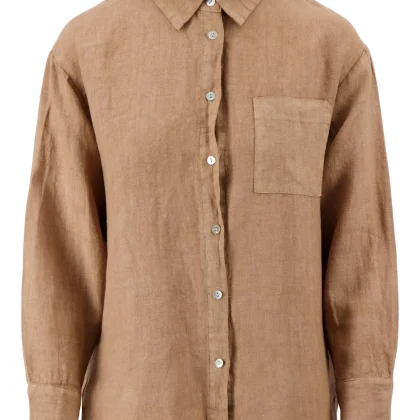 Zusss 100% linnen lange blouse  - darker sand