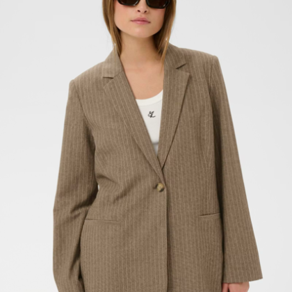 Soaked SLGinevra Blazer - Cappucino Pin Stri