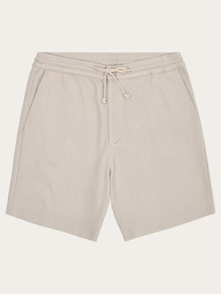 Knowledgecotton apparel - Ash comfort waffle shorts - Light feather grey