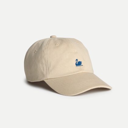 Merz B Schwanen Swan logo cotton twill cap - light khaki/deep blue