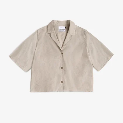 ROTHOLZ - CROPPED BOWLING SHIRT - BEIGE STRIPED