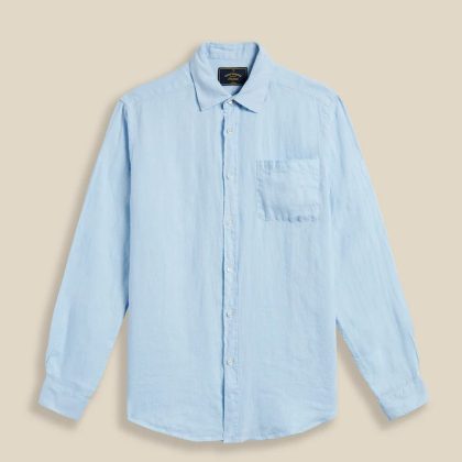 Portugese Flannel - LINEN POLO Sky