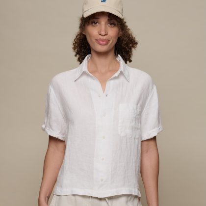 MERZ B SWANEN LIGHTWEIGHT POPLIN WOMEN'S SHIRT WITH ROLLED UP SLEEVES - White