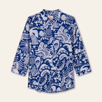 OILILY  Brishti 3/4 sleeves blouse - ROYAL BLUE