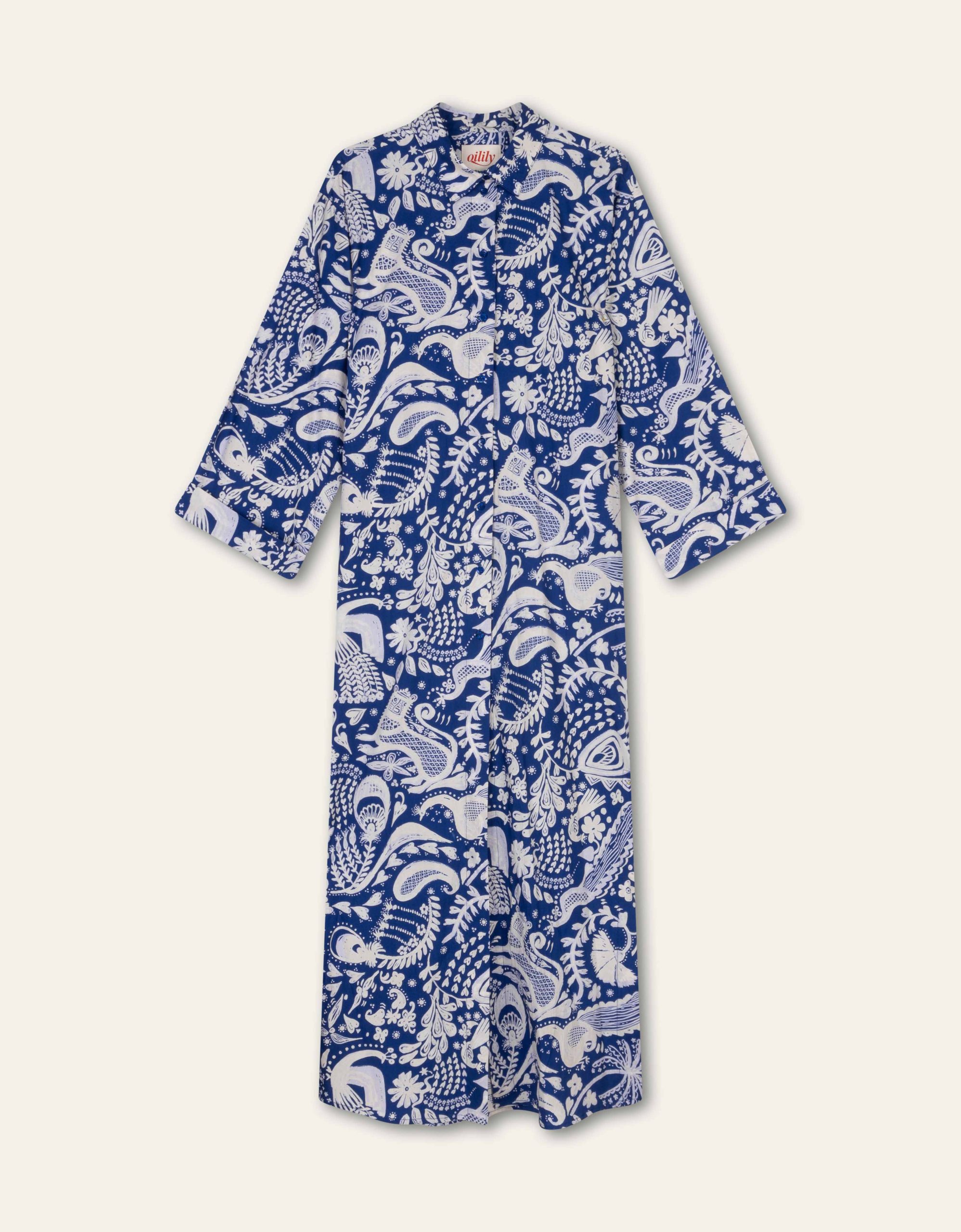 OILILY - Deepali 3/4 sleeves dress ROYAL BLUE