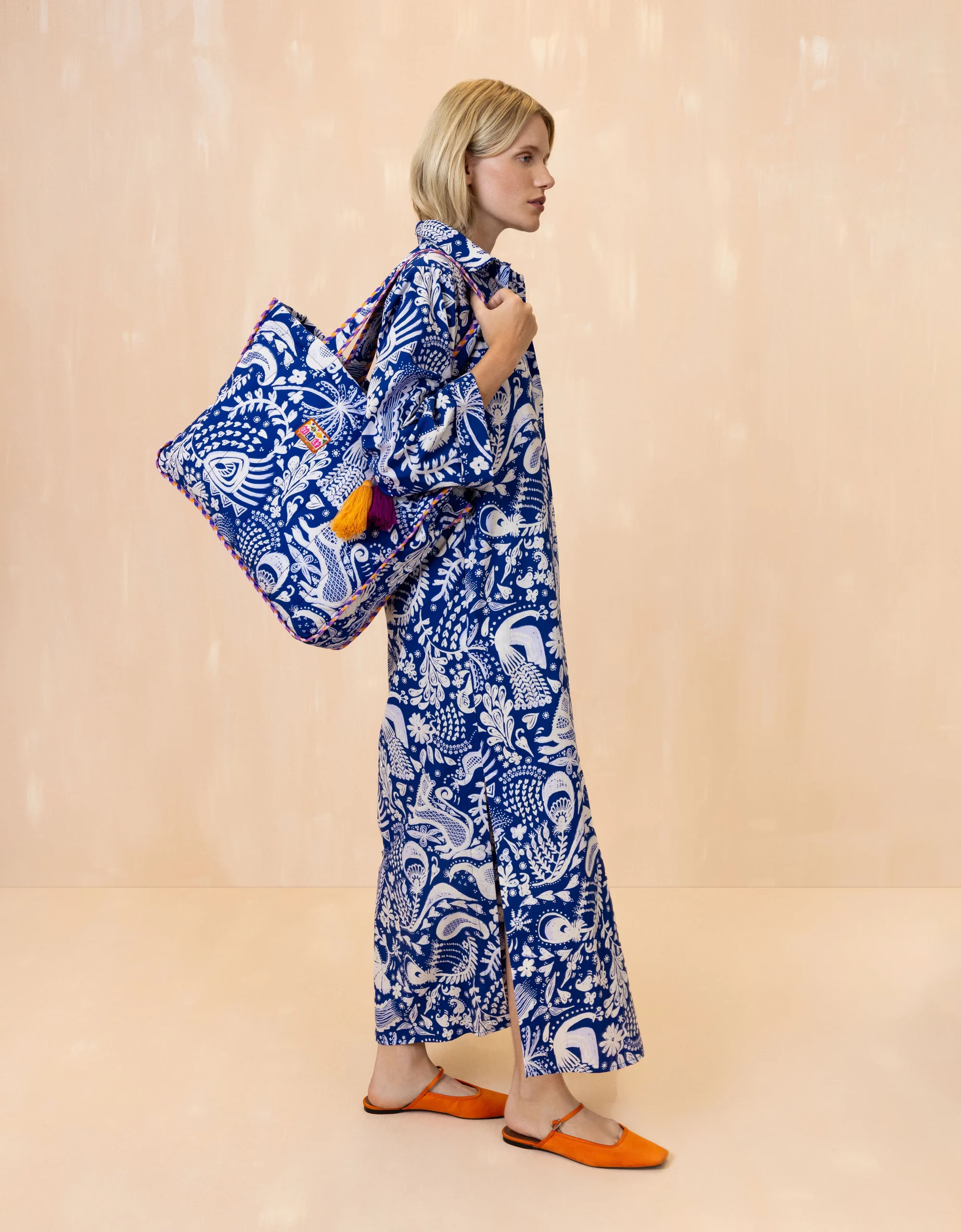 OILILY - Deepali 3/4 sleeves dress ROYAL BLUE - Afbeelding 4