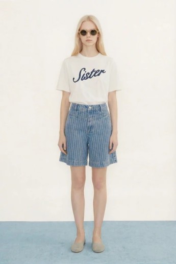 TINY BIG SISTER DENIM STRIPED BERMUDA