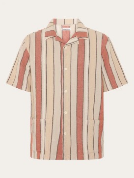 Knowledge cotton apparel - Striped short sleeve shirt - RED STRIPE