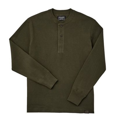 FILSON - WAFFLE KNIT HENLEY - MOSS ROCK
