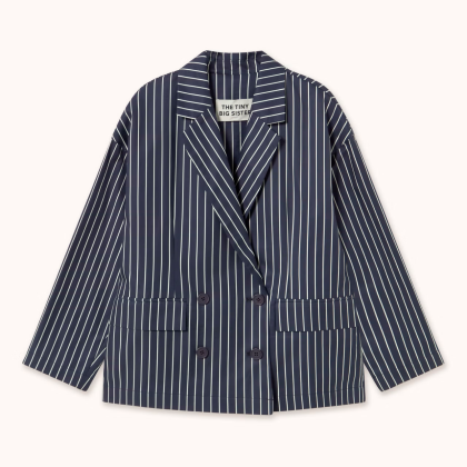 Tiny Big sister - Striped Twill Blazer - Navy